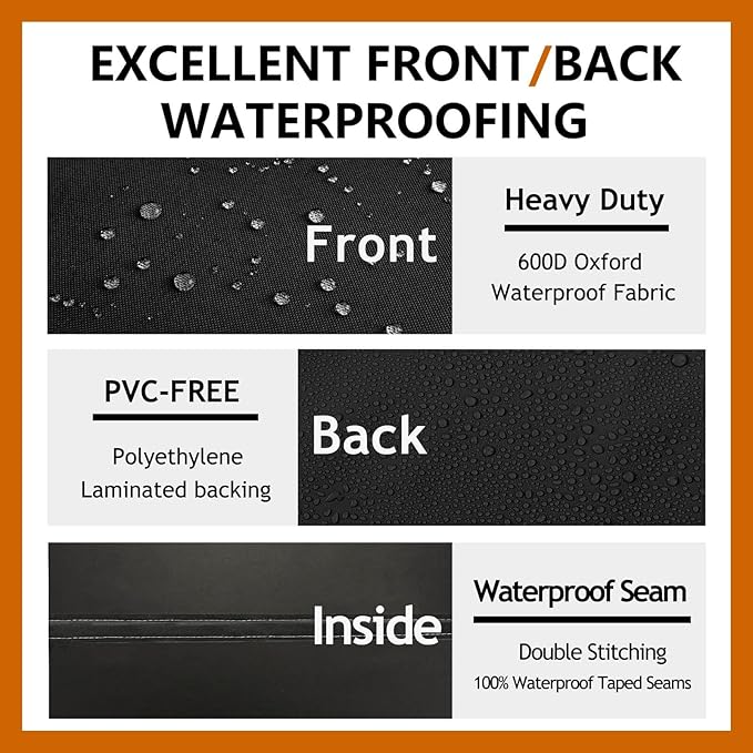 Curved Patio Furniture Cover for Outdoor Sectional Sofa, 190"(128") Reinforced Waterproof 600D Patio Couch Covers, Lawn Outside Garden Furniture Winter Protector-Midnight Black