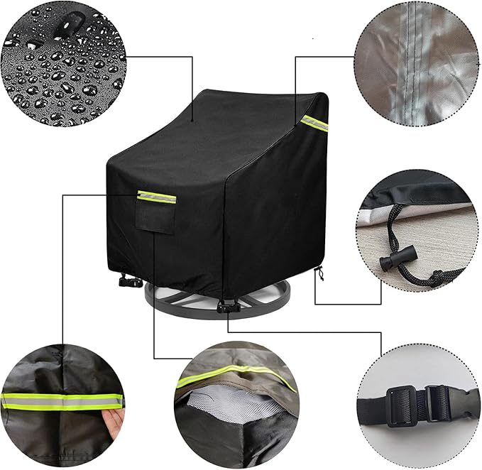 Outdoor Swivel Lounge Chair Cover 4 Pack,(32W x 35D x 36H inches ) 100% Waterproof Heavy Duty Outdoor Chair Covers， Patio Chair Covers Waterproof Patio Furniture Covers（Black）