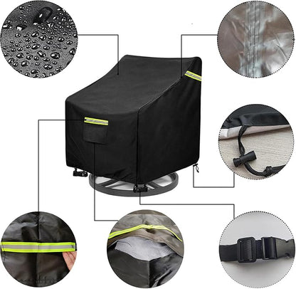 Outdoor Swivel Lounge Chair Cover 4 Pack,(32W x 35D x 36H inches ) 100% Waterproof Heavy Duty Outdoor Chair Covers， Patio Chair Covers Waterproof Patio Furniture Covers（Black）