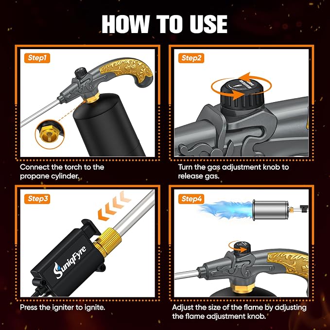 CSA Certified Propane Torch Weed Burner | Adjustable Flame Weed Torch with Detachable Handle&Piezo Trigger Self Igniting for Weed(Propane Tank Not Included)