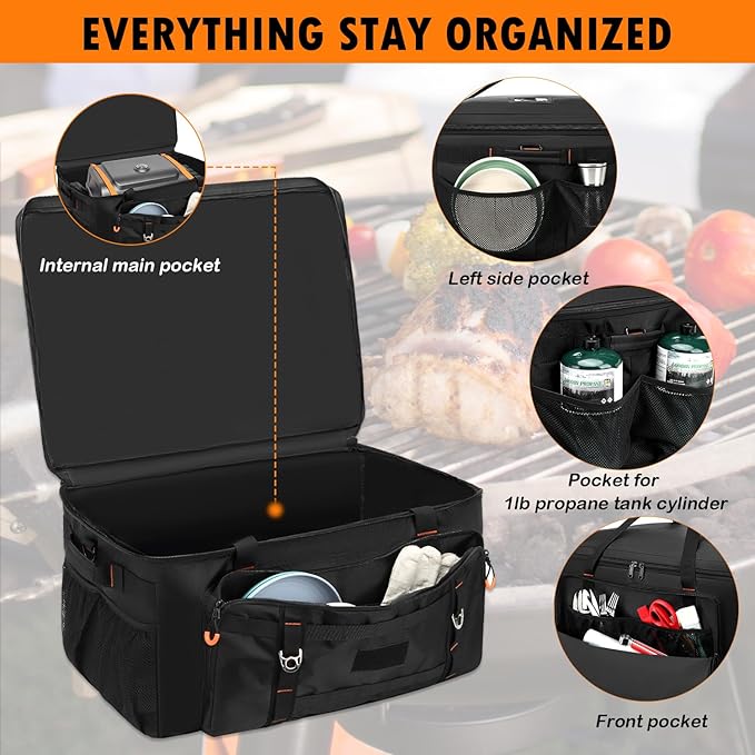 Grill Carry Case Compatible with Char-Broil Grill2Go X200 1-Burner Portable Propane Gas Grill Cover Bag for BBQ Tools & Accessories (Bag only) 25" L x 17" W x 12" H