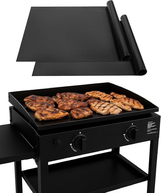 UNCO- Grill Mats for Outdoor Grill, 36" x 21.3", 2 Pack, Black, Nonstick Reusable Grilling Mats for Outdoor Grill, BPA and PFOA Free with PTFE-Fiberglass Coating