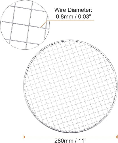 HARFINGTON 5pcs Round BBQ Grill Net 11" Dia Galvanized Iron Barbecue Mesh Mat for Baking Smoking Charcoal Grilling Roasting