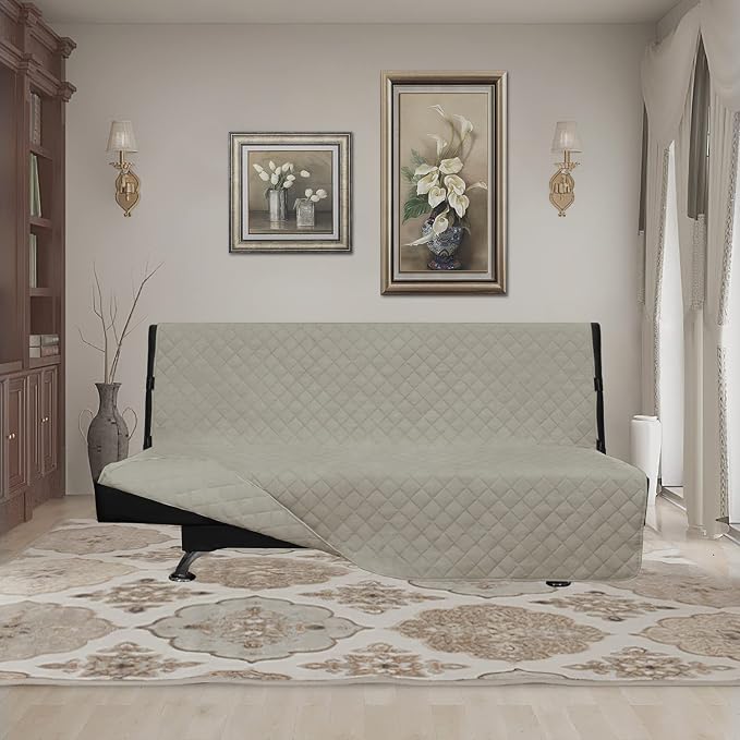 Easy-Going Reversible Couch Cover, Large Futon Sofa, Beige/Beige | Machine Washable Slipcover For Dogs, Water Resistant Furniture Mat For Living Room, Non-Slip Sofa Cover, Pet Friendly