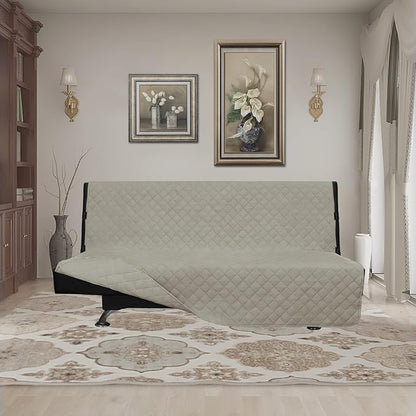 Easy-Going Reversible Couch Cover, Large Futon Sofa, Beige/Beige | Machine Washable Slipcover For Dogs, Water Resistant Furniture Mat For Living Room, Non-Slip Sofa Cover, Pet Friendly