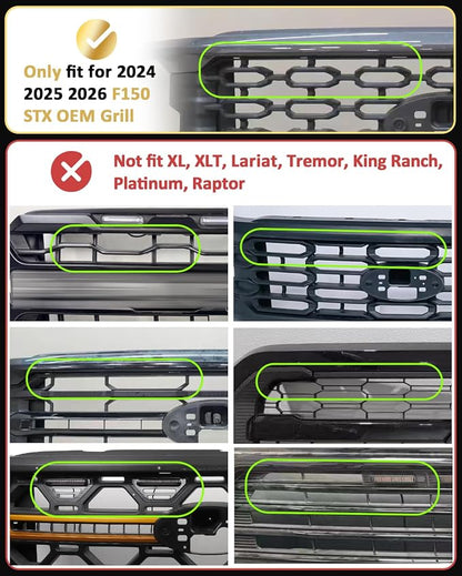 Front Grill Raptor Lights for Ford F150 2024 2025 2026 (Yellow, STX) | 5th Gen F150 Grille Marker Lights, Waterproof F150 LED Lights Accessories, Snap-in Installation, OEM Style, Off-road Driving