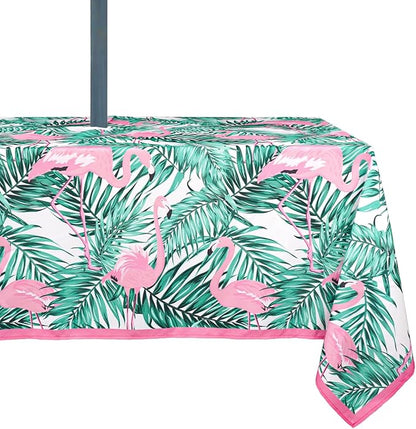 Outdoor Tablecloth with Umbrella Hole Umbrella Tablecloth Patio Tablecloths with Zipper for Courtyards, Terraces, and Beaches 60 x 102 in