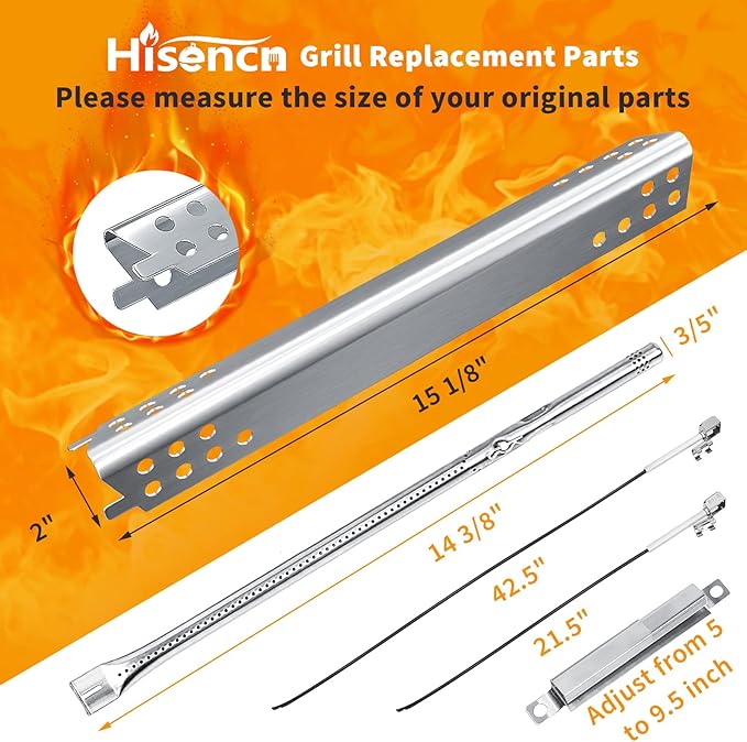 Hisencn Grill Replacement Parts for Charbroil Advantage 4 Burner 463344015 463432215 463343015 463240015 Gas Grills, 463240115, 463436815, Charbroil Advantage 4 Burner Parts, 15 1/8" x 2" Heat Plate