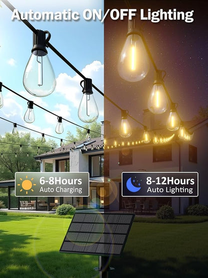 200FT Solar String Lights Outdoor, Dimmable Patio Lights Solar Powered with Remote & USB Port 72+2 LED Shatterproof Bulbs 3 Light Modes, Waterproof Solar Light for Camping Backyard Garden