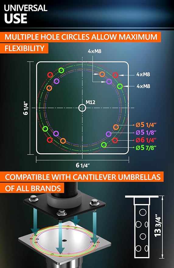 4smile In-ground umbrella base - In Ground umbrella holder, stainless steel - Parasol stand outdoor base, high load capacity and durable quality