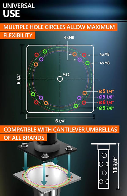 4smile In-ground umbrella base - In Ground umbrella holder, stainless steel - Parasol stand outdoor base, high load capacity and durable quality