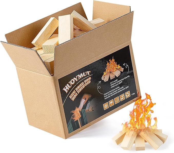 Mini Fire Stick Wood with 12pcs Fire Starters,3.5" Lengths Kiln Dried Pine Small Firewood,Waterproof Charcoal Starters,Solo Stove Accessories for Tabletop Fire Pit,Solo Stove Mesa,7.5Lbs