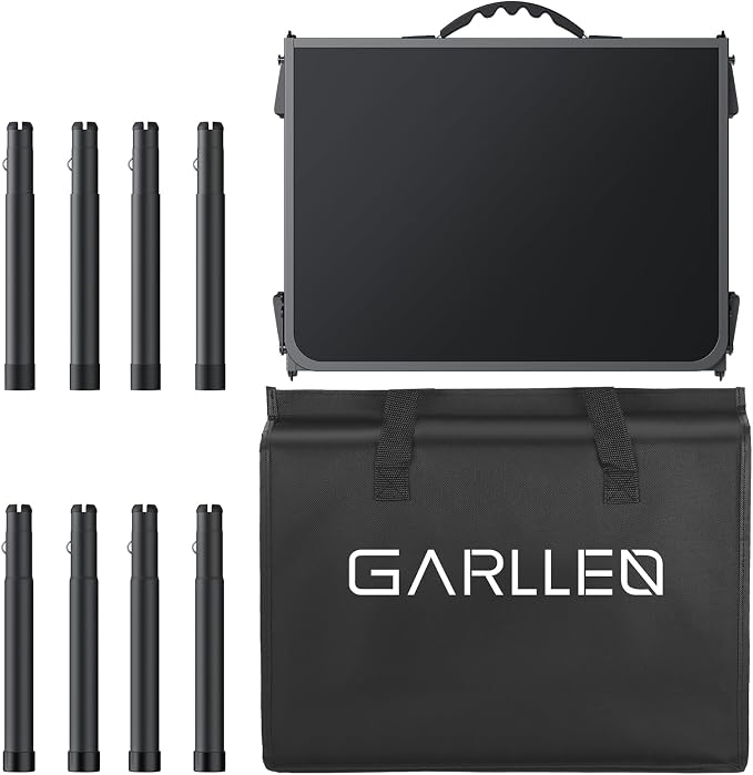 GARLLEN Folding Camping Table Max Capacity 66lbs, 3-Height Adjustable Portable Camping Table with Storage Bag, Lightweight Aluminum Picnic Table for Outdoor, Beach, BBQ, 34.2" L x 15.7" W, Black