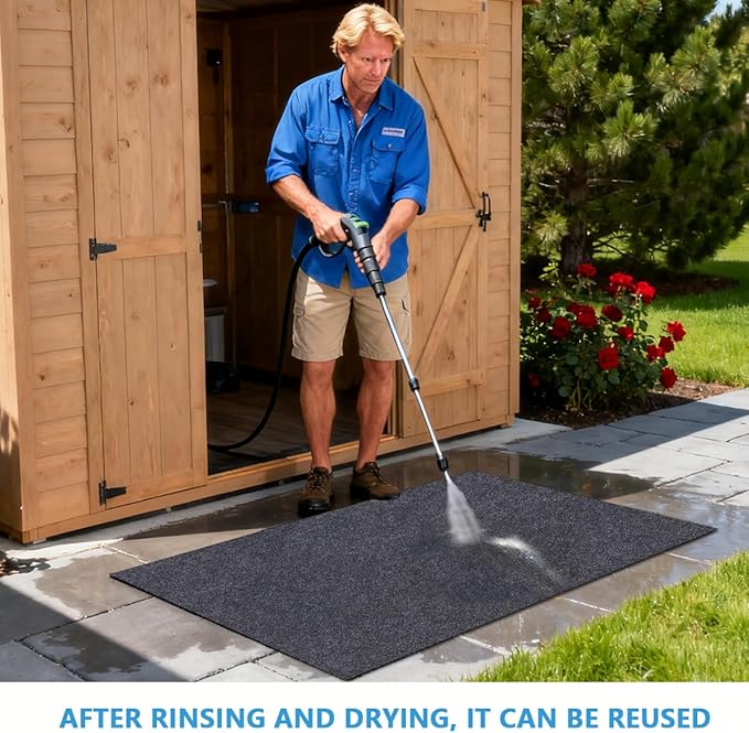 Gas Grill Mat，36" x 60" Premium BBQ Mat—Protects Decks and Patios from Grease Splashes,Soft Absorbent Material-Contains Grill Splatter，Anti-Slip and Waterproof Backing，Washable