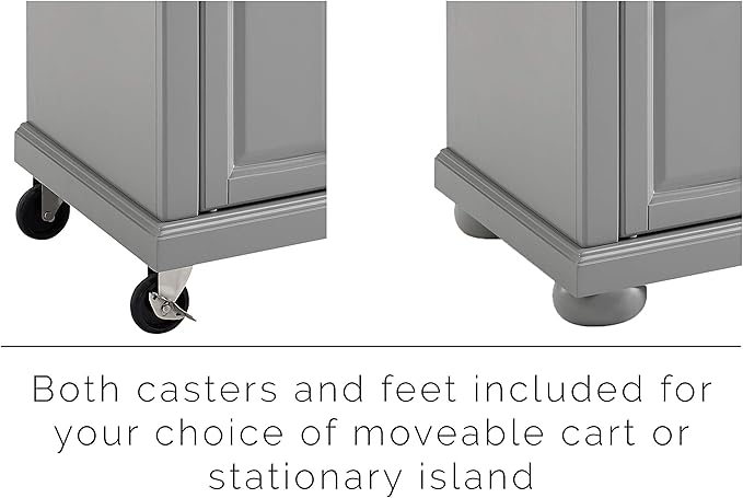 Crosley Furniture Full Size Granite Top Rolling Kitchen Island Storage Cart, Microwave Stand, Spice Rack, Gray