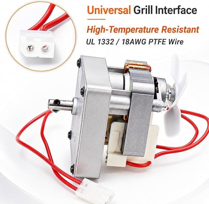 Hisencn Upgraded 2.0 RPM Auger Motor for Traeger/Pit Boss/Camp Chef Grills | Universal Auger Motor 120V, 60Hz, 2 Pole, for Oklahoma Joe's and Z Grills, Durable Outdoor BBQ, Easy Installation