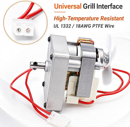 Hisencn Upgraded 2.0 RPM Auger Motor for Traeger/Pit Boss/Camp Chef Grills | Universal Auger Motor 120V, 60Hz, 2 Pole, for Oklahoma Joe's and Z Grills, Durable Outdoor BBQ, Easy Installation