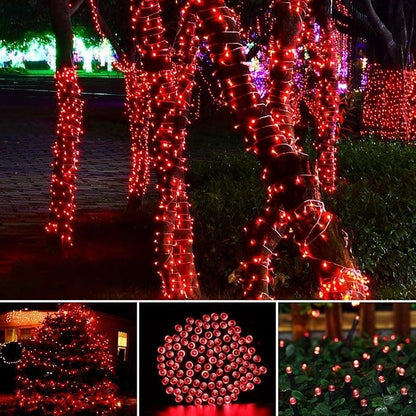 Toodour Solar Christmas Lights Outdoor, 2 Packs Total 144ft 400 LED Solar String Lights with 8 Mode, Outdoor Christmas String Light for Garden, Patio, Fence, Balcony, Xmas Tree Decor - Red