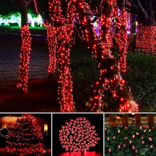 Toodour Solar Christmas Lights Outdoor, 2 Packs Total 144ft 400 LED Solar String Lights with 8 Mode, Outdoor Christmas String Light for Garden, Patio, Fence, Balcony, Xmas Tree Decor - Red