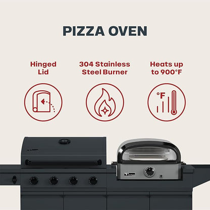 Tytus Anaheim 4-Burner Gas Grill with Prep Cart and Pizza Oven + Cover - Modular Outdoor Kitchen, Quick Assembly, Outdoor Cooking, Kitchen Island for BBQ