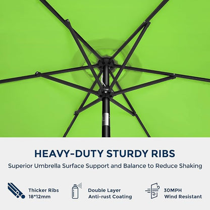 HOMSHADE 7.5ft Outdoor Patio Umbrella - Market Table Pool Deck Umbrella UPF50+ UV Protection with Push Button Tilt, Crank and 6 Sturdy Ribs (Apple Green, No base)