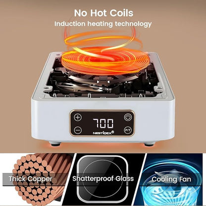 Mini Induction Cooktop 700W, 120V Portable Single Induction Burner – Compact Electric Hot Plate for Small Kitchens, Travel, RV, Camping – Quick Heat for Coffee, Tea, Flameless, Easy-Clean