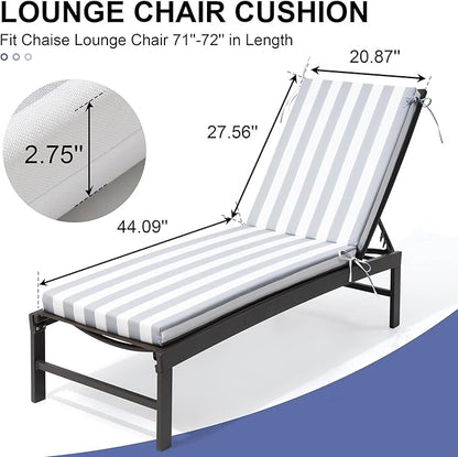 Crestlive Products Waterproof Outdoor Chaise Lounge Cushions Set of 2, Fade Resistant Patio Furniture Lounge Chair Cushion, 72" L x 21" W
