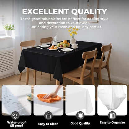 54 Inch X 100 Feet Plastic Table Cover Roll Premium Disposable Plastic Tablecloth for All Type/Shape Tables | Picnic, Party, Banquet, Birthdays, Weddings (Black, 54 Inch X 100 Feet)