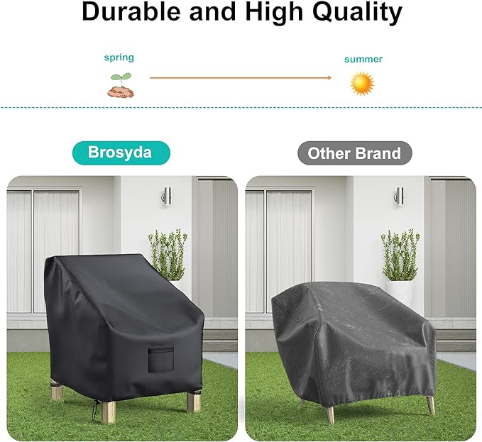 2 Pack Outdoor Patio Chair Covers Waterproof 38"Wx31"Dx29"H, Black | Patio Furniture Covers Protect from Rain, Dust & UV; Heavy-Duty Oxford Fits Lounge, Deep Seat & High Back Chairs on Lawns