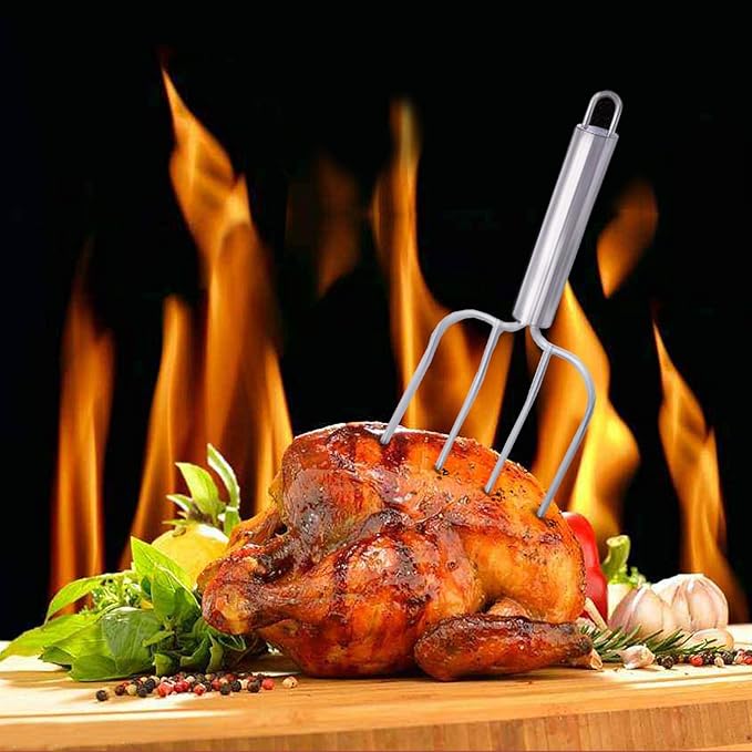 Stainless Steel Turkey Baster and Poultry Lifters fork Set of 2. Food grade stainless steel and BPA-Free Silicone. Dishwasher-Safe