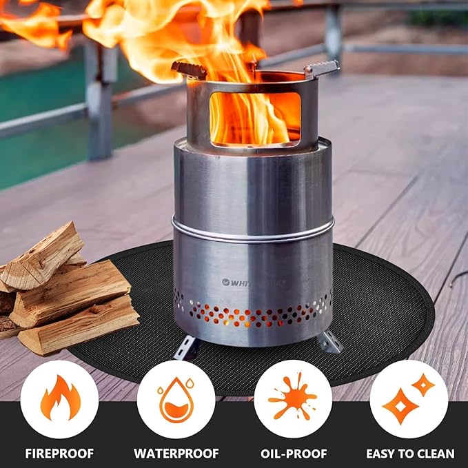 48" Round Firepit Mat for Solo Stove Bonfire, Fireproof Mats for Under Reusable Oil-Proof Waterproof Grill Mats Repalce BBQ Pad for Deck Patio Grass Fire Pit Accessories for Outside