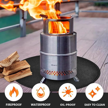 48" Round Firepit Mat for Solo Stove Bonfire, Fireproof Mats for Under Reusable Oil-Proof Waterproof Grill Mats Repalce BBQ Pad for Deck Patio Grass Fire Pit Accessories for Outside