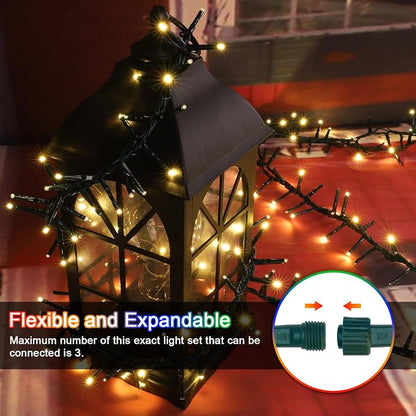 500 LED String Lights - Outdoor, 46ft, 500LED, Warm White, Plug-in Twinkle Fairy Lights with 11 Modes, Bedroom, Christmas