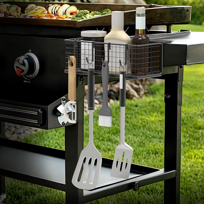 1PACK Magnetic Grill Caddy for Grills, Space Saving Outdoor Griddle Accessories Organizer, BBQ Storage Box for Weber Grill and Blackstone Griddle