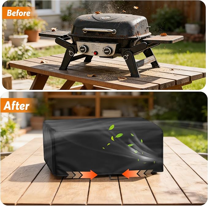 Grill Cover for Royal Gourmet GT2005 2-Burner Propane Gas Grill | Outdoor Gas Grill Cover Waterproof Tabletop Grill Covers - 26" L×19" W×10" H, Black