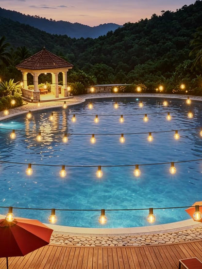 LACHON Outdoor String Lights Waterproof 25 FT with 12 G40 IP65 Bulbs | Dimmable,Connectable,Shatterproof,2700K Warm White,Perfect For Any Outdoor Space,Patio,Backyard,Cafe,Bistro,Porch,Market