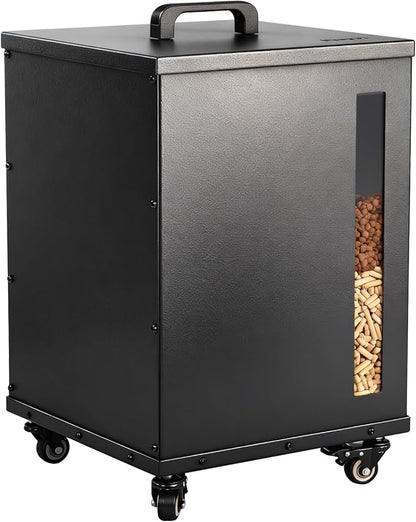 Rayzi 66lb Wood Pellet Storage Bin, Carbon Steel Fuel Pellet Container with Lid, Outdoor Waterproof & Rust-Resistant Metal Storage for Wood Pellets, Animal Feed, Charcoal