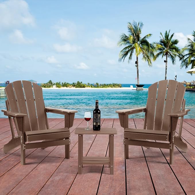 Apolimi Adirondack Outdoor Side Table, 2-Tier Sturdy Patio End Table Weather Resistant, 16.5" Solid Side Table for Patio, Pool, Porch