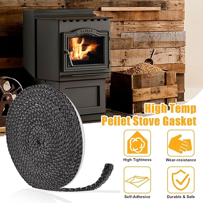 Criditpid 1-00-2312 Door Glass Gasket fo Harman P35i, P38, P43, PC45, P61, P68, PF100, Absolute 43 Pellet Stove, Harman Coal & Wood Stoves, Self-Adhesive Flat Gasket Tape fo Harman Pellet Stoves