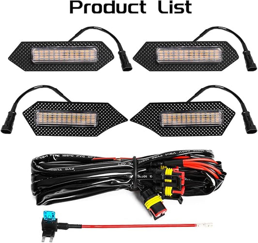 White Grille Lights For Tacoma TRD Sport/Off-Road/Pre Runner 2024-2025, 4Pcs Clear Shell LED Front Grill Light with Wire Harness And Fuse