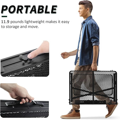 WildFinder Folding Table with 2 Wing Panels, 3x2 FT Camping Table with Mesh Desktop,Height Adjustable Folding Grill Table with Mesh Bag,Portable Outdoor Table for Picnic,Camping,BBQ,Beach(Black)