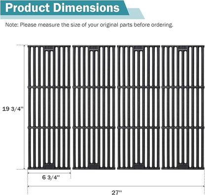 Criditpid Grill Grates for Char Griller 5050, 3001, 2121, 5650, 5072, 2123, 2828, 3072, 3030, 3008, 4000, 19 3/4" Cast Iron Cooking Grate Replacement Parts for Chargriller 5050, King Griller, 4-Pack
