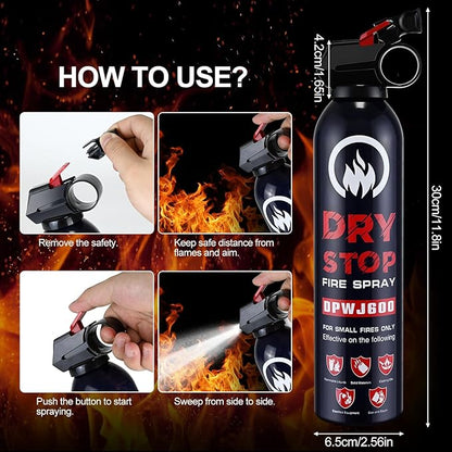 6Pack Dry Stop Fire Extinguisher for Home - Auto Fire Extinguisher for Truck Vehicle, 600g Dry Chemical Powder A B C Fire Extinguisher for Kitchen, Car, Boat, Marine, Portable Use (6Blue)