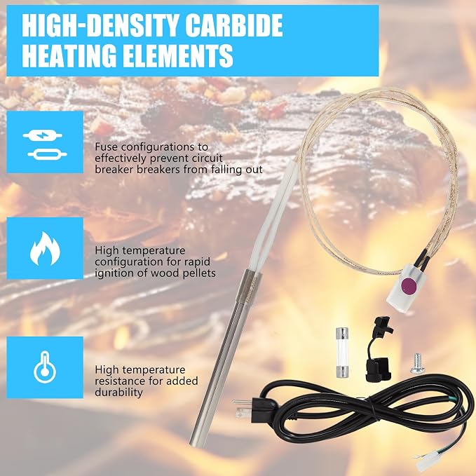 Subody Cldkz Complete Replacement Parts Kit for Pit Boss and Traeger, Auger Motor, Grill Induction Fan, Fire Burn Pot with Screws, Hot Rod Ignitor with Fuse, for Traeger, Pit Boss Wood Pellet Grills
