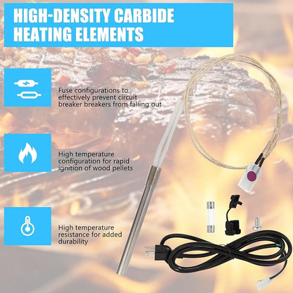 Subody Cldkz Complete Replacement Parts Kit for Pit Boss and Traeger, Auger Motor, Grill Induction Fan, Fire Burn Pot with Screws, Hot Rod Ignitor with Fuse, for Traeger, Pit Boss Wood Pellet Grills