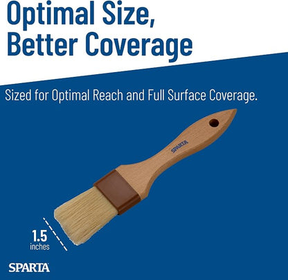 SPARTA Kitchen Basting Brush – 4037300 Basting Brush for Cooking Flat Boar Bristle Brush, Hardwood Handle for Kitchens, Restaurants, Catering, High Heat Food Prep, 1.5in, Pack of 12