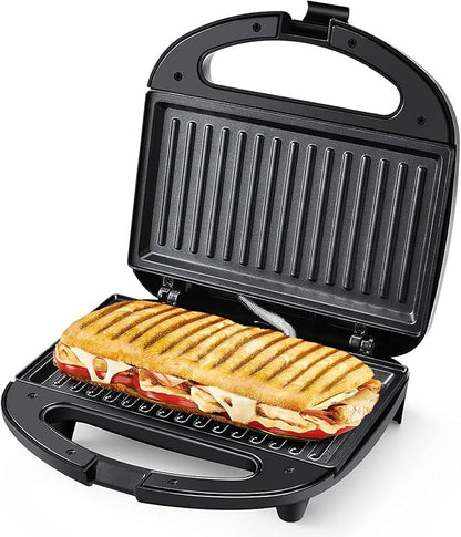 OSTBA Panini Press Sandwich Maker, 2-Slice Sandwich Toaster Grill | 750W Heating with Raised Nonstick Grill Plates, Indicator Lights, Cool-Touch Handle, Cord Wrap Storage and Easy Cleanup
