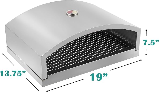 Open Faced Grill Pizza Oven for Gas or Charcoal Grill, Includes Ceramic Pizza Stone