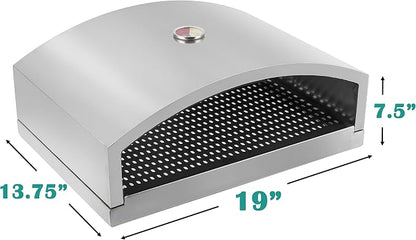 Open Faced Grill Pizza Oven for Gas or Charcoal Grill, Includes Ceramic Pizza Stone