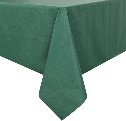 Romanstile Christmas 100% Waterproof PVC Tablecloth, Rectangle Oil Spill Proof Stain Resistant Vinyl Table Cloth, Wipe Clean Plastic Table Covers for Kitchen/Dining/Parties - 60 x 84 Inch, Dark Green
